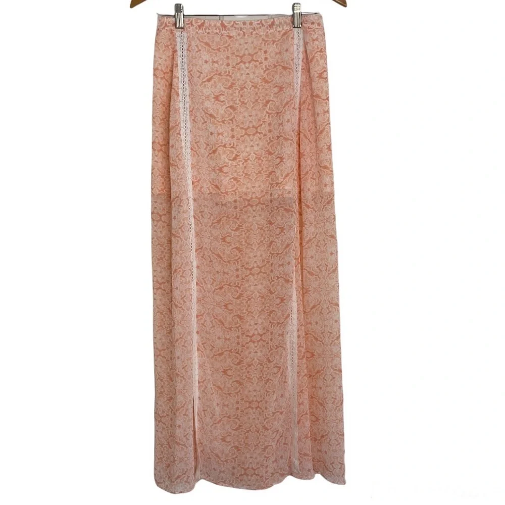 Double High Slit Floral Maxi Skirt - Picture 1 of 10